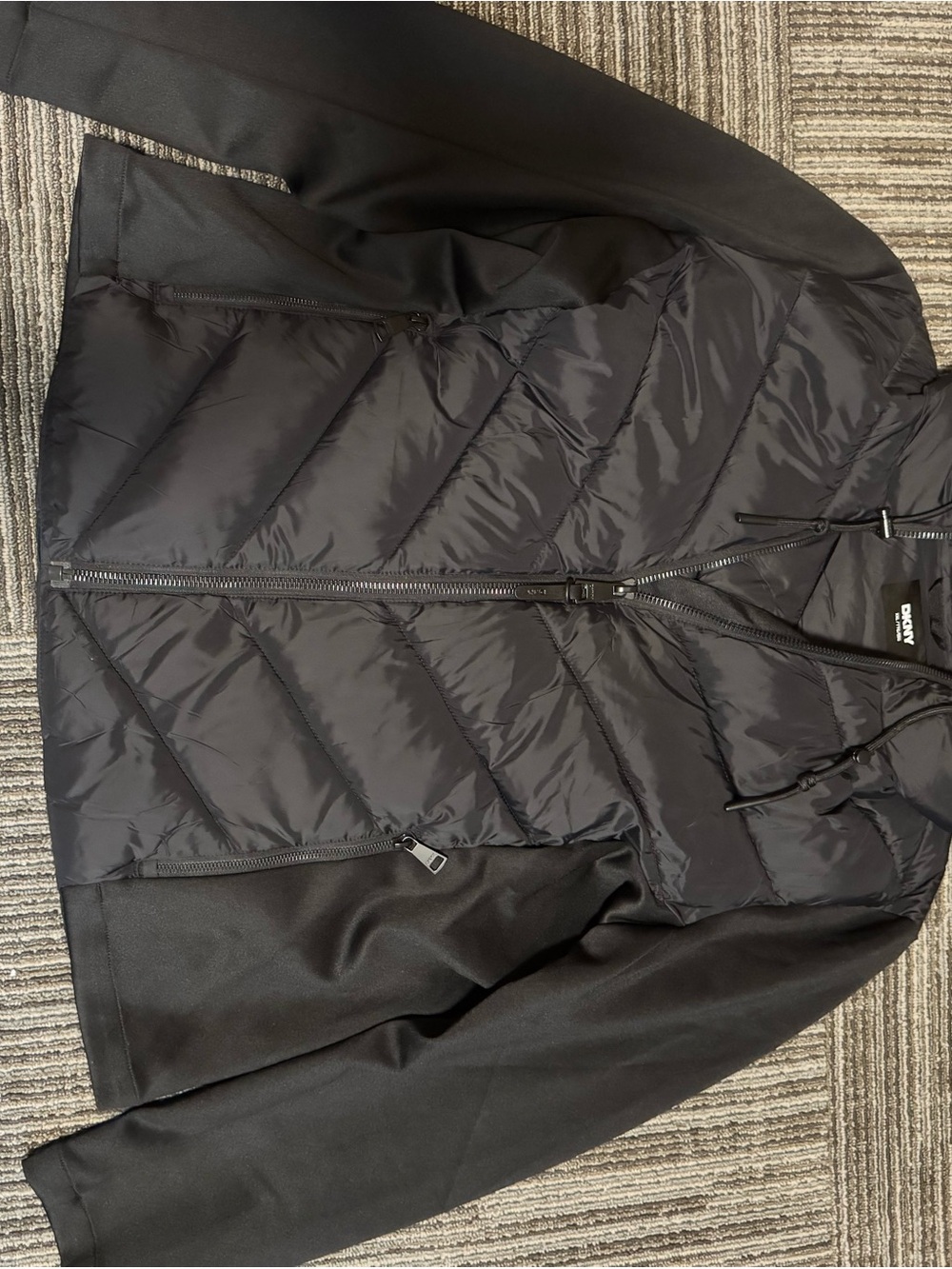 DKNY Women’s Black Quilted Hybrid Puffer Jacket
